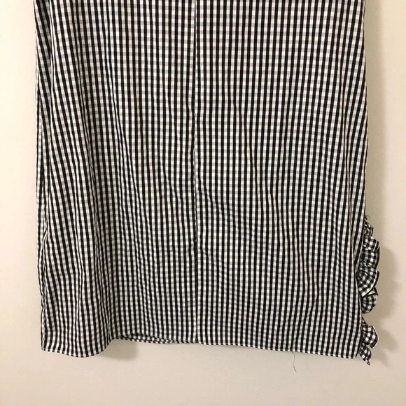 London Times Gingham Shift Sleeveless Black and White with Ruffles Dress Size 8 - Picture 6 of 8